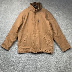 Aigle Jacket Mens Large Beige Canvas Fleece Lined Full Zip Pockets Coat